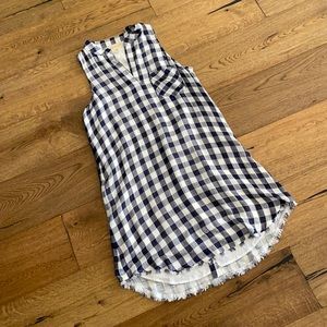 Plaid Navy Blue and White Dress